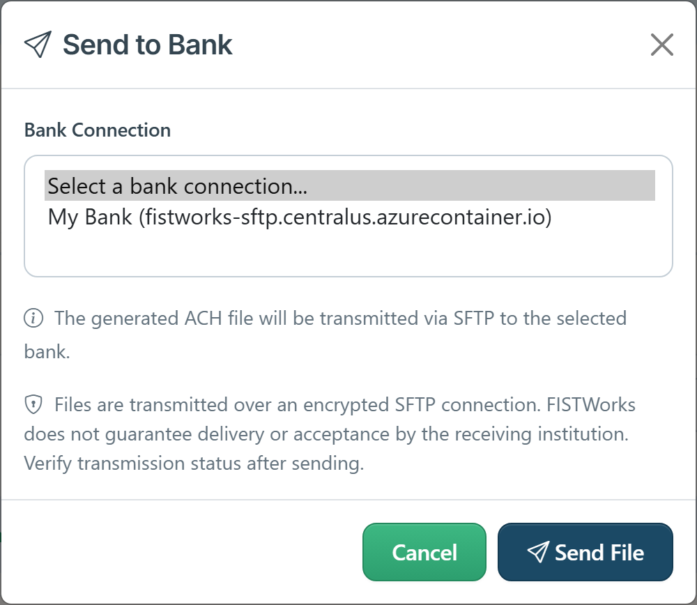 Send files directly to your bank via SFTP