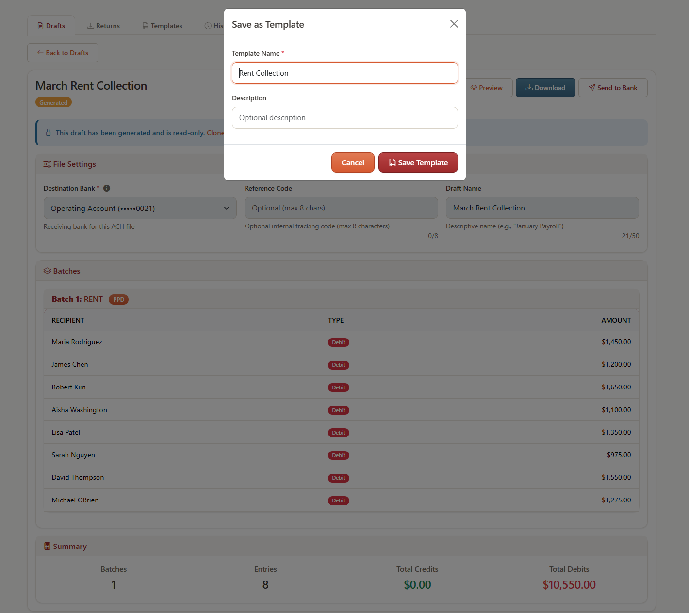 Preview and clone drafts for reuse