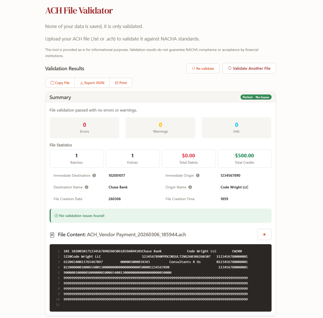 Instant File Validation