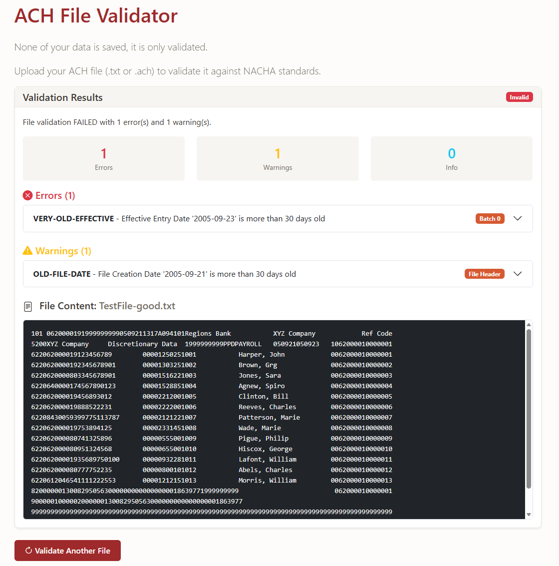Instant File Validation